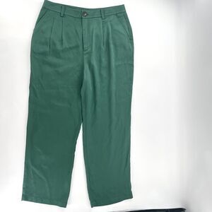 LOFT Pleated Wide Leg Pants Trousers Green NWT Size 10 Petite Work Wear